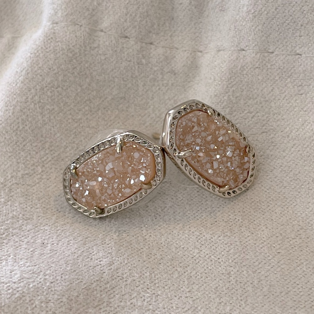 Kendra Scott Ellie Special Edition Earrings - Rhodium metal with champagne drusy
